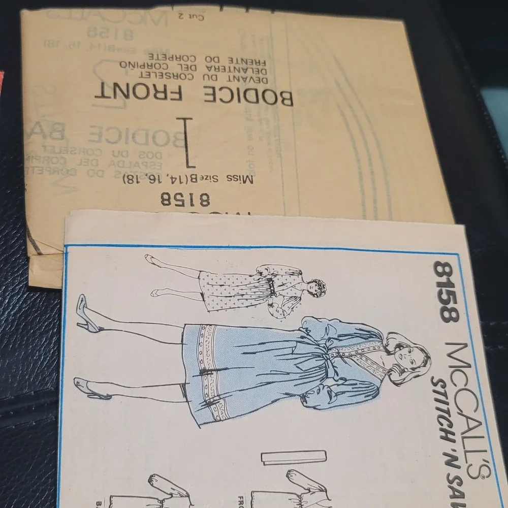Vintage 1980s McCalls 8158 Stitch N Save Dress Sewing Pattern Uncut Size 14-18